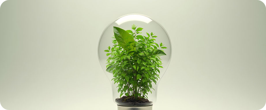 a growing plant in a light bulb